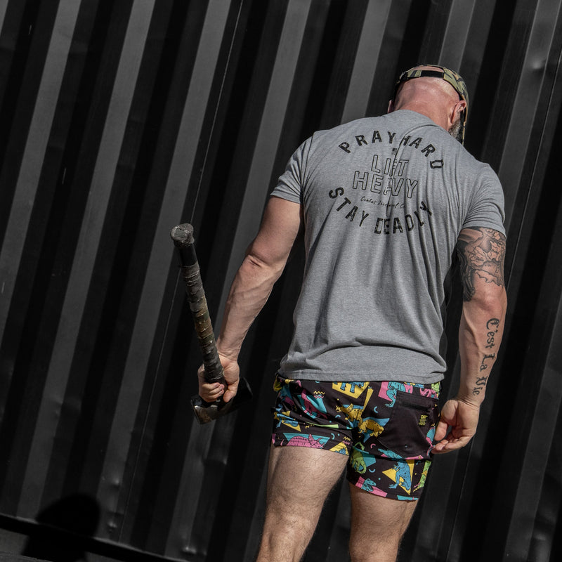 Load image into Gallery viewer, Pray Hard. Lift Heavy. Stay Deadly. Men's T-Shirt
