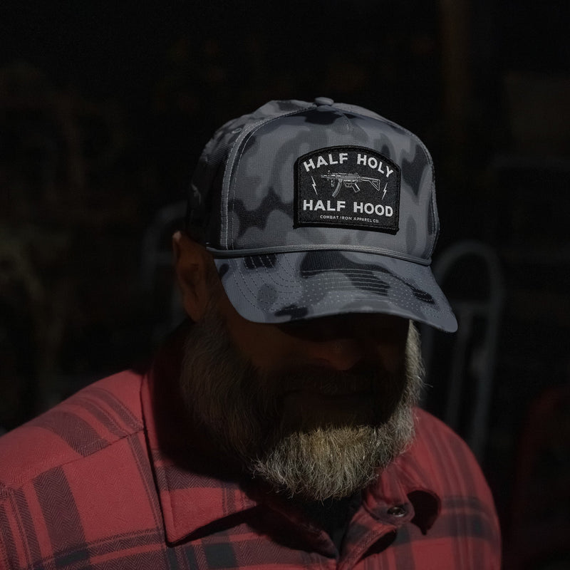 Load image into Gallery viewer, Half Holy. Half Hood. Patch Weekender Snapback
