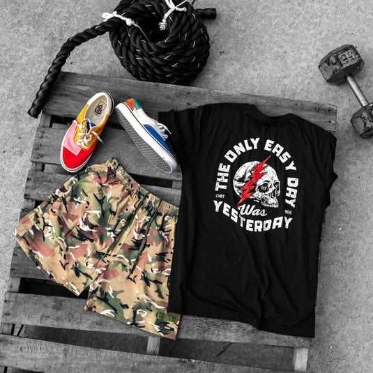 Only Easy Day Was Yesterday Skull Men's T-Shirt