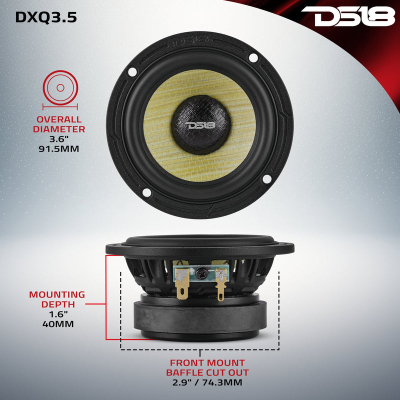 Load image into Gallery viewer, DXQ 3.5” Midrange Speaker with Yellow Straw + Composite Foam Cone | 60W RMS 4-Ohm
