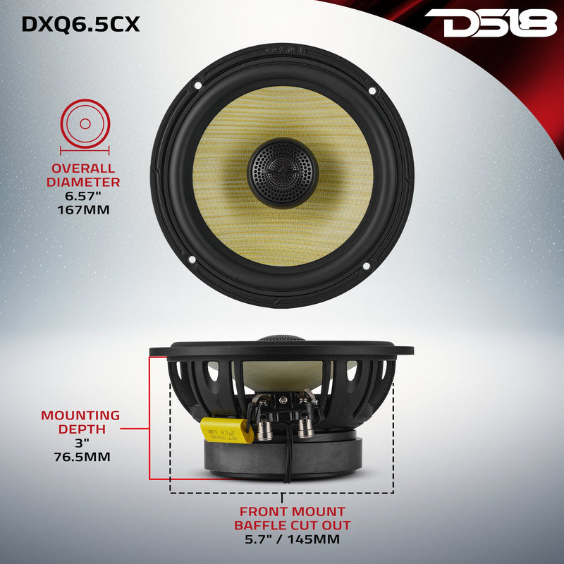 Load image into Gallery viewer, DXQ 6.5&quot; 2-Way Coaxial Speaker with Yellow Straw and Composite Foam Cone | 150W RMS 4-Ohm
