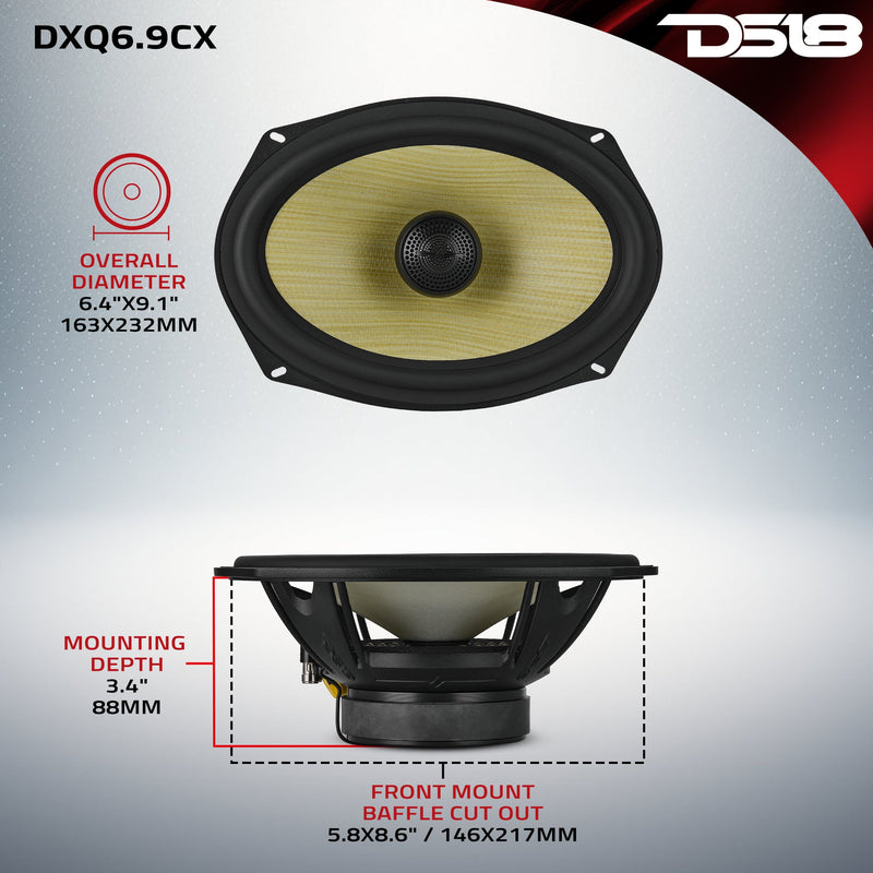 Load image into Gallery viewer, DXQ 6x9&quot; 2-Way Coaxial Speaker with Yellow Straw and Composite Foam Cone | 150W RMS 4-Ohm
