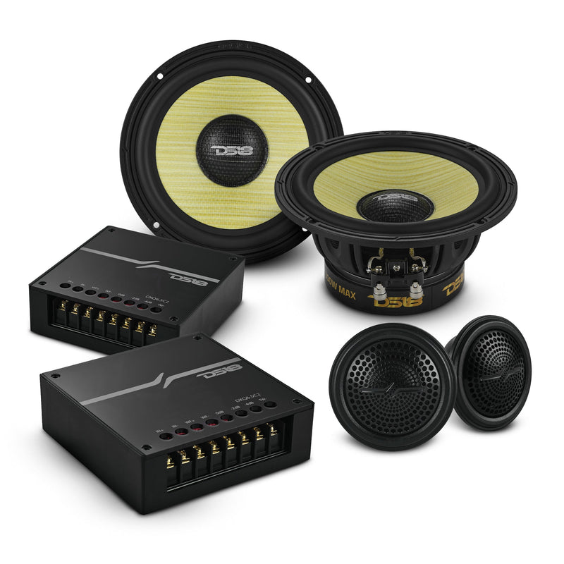 Load image into Gallery viewer, DXQ 6.5" 2-Way Component Speaker Set with Yellow Straw + Composite Foam Cone | 150W RMS 4-Ohm
