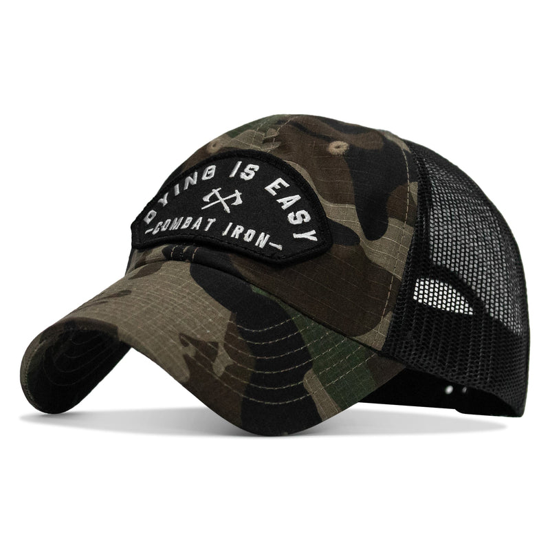 Load image into Gallery viewer, Dying Is Easy Arched Patch Tactical Ripstop Mesh Snapback Hat
