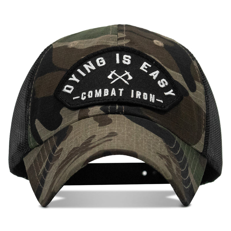 Load image into Gallery viewer, Dying Is Easy Arched Patch Tactical Ripstop Mesh Snapback Hat
