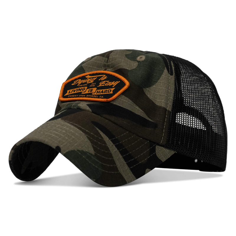 Load image into Gallery viewer, Dying Is Easy, Living Is Hard Patch Tactical Ripstop Mesh Snapback Hat
