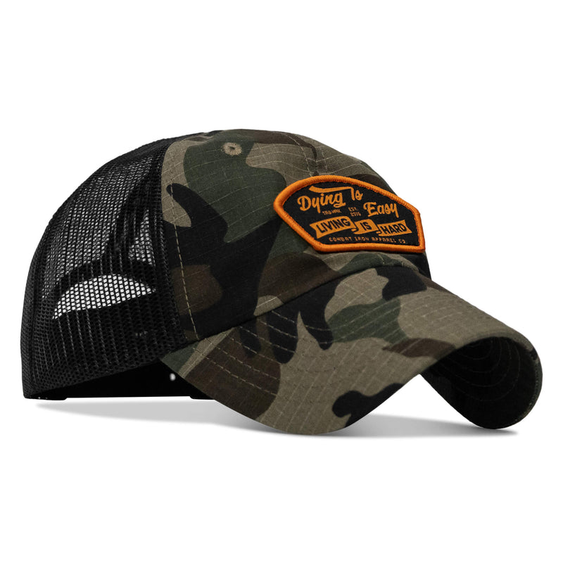Load image into Gallery viewer, Dying Is Easy, Living Is Hard Patch Tactical Ripstop Mesh Snapback Hat
