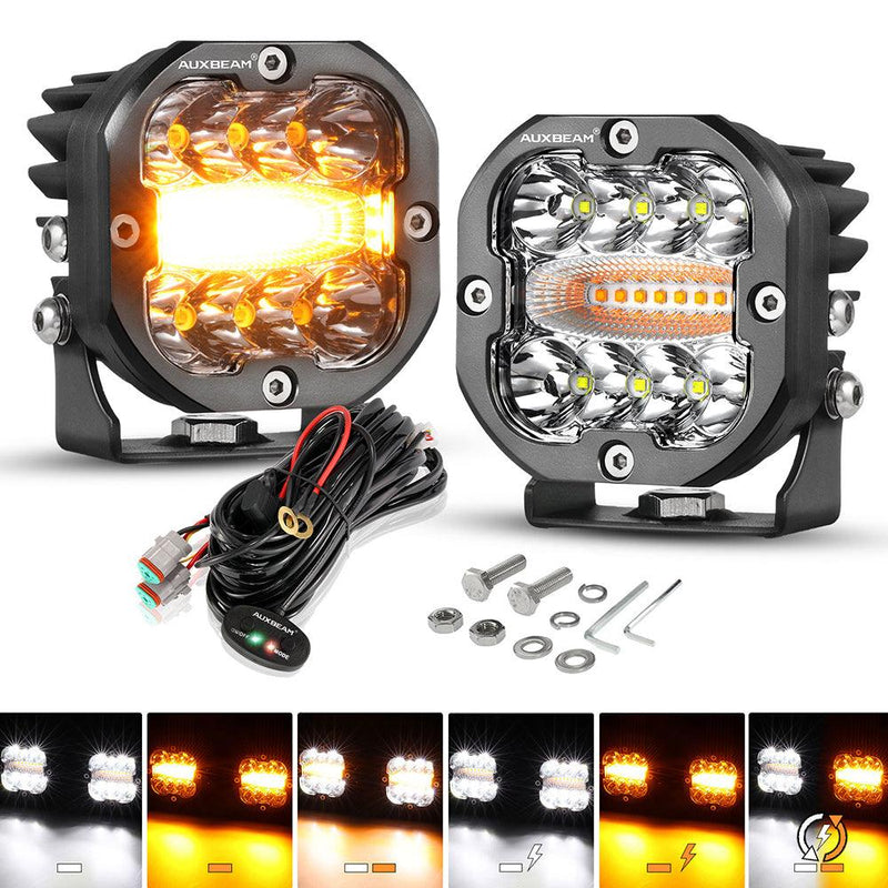 Load image into Gallery viewer, XP-ULTRA Series 3 INCH 96W 9600LM LED PODS 6 MODES WHITE AMBER FLASHING LED DRIVING LIGHTS
