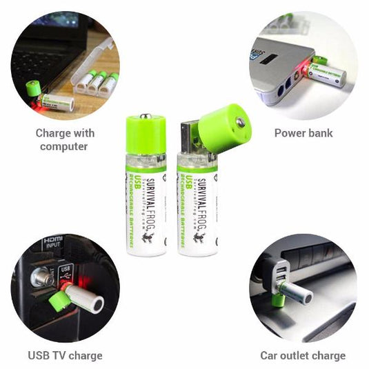 USB Rechargeable AA Batteries w/4-port USB Charger
