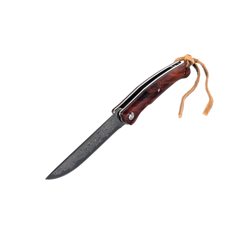 Load image into Gallery viewer, Damascus Steel EDC Folder Wood Handle Smooth Action 3.875" Blade
