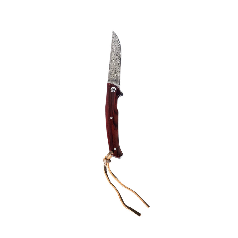 Load image into Gallery viewer, Damascus Steel EDC Folder Wood Handle Smooth Action 3.875" Blade

