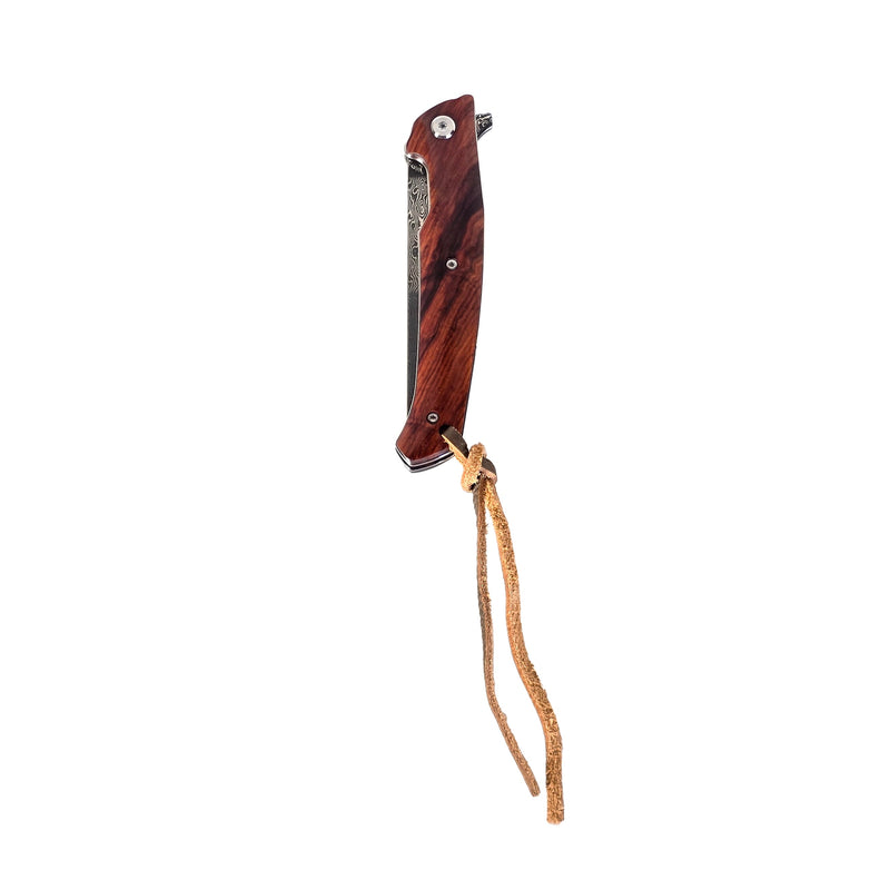 Load image into Gallery viewer, Damascus Steel EDC Folder Wood Handle Smooth Action 3.875" Blade
