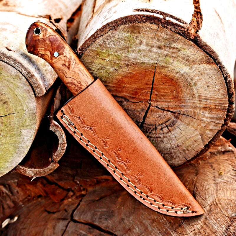 Load image into Gallery viewer, Premium 10-Inch Damascus Steel Hunting Knife with Rosewood Handle – Includes Leather Sheath | Ideal Gift Item
