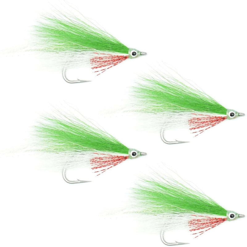 Load image into Gallery viewer, Lefty's Deceiver Saltwater Streamer Fly - Green/White - 4 Flies Hook Size 1/0
