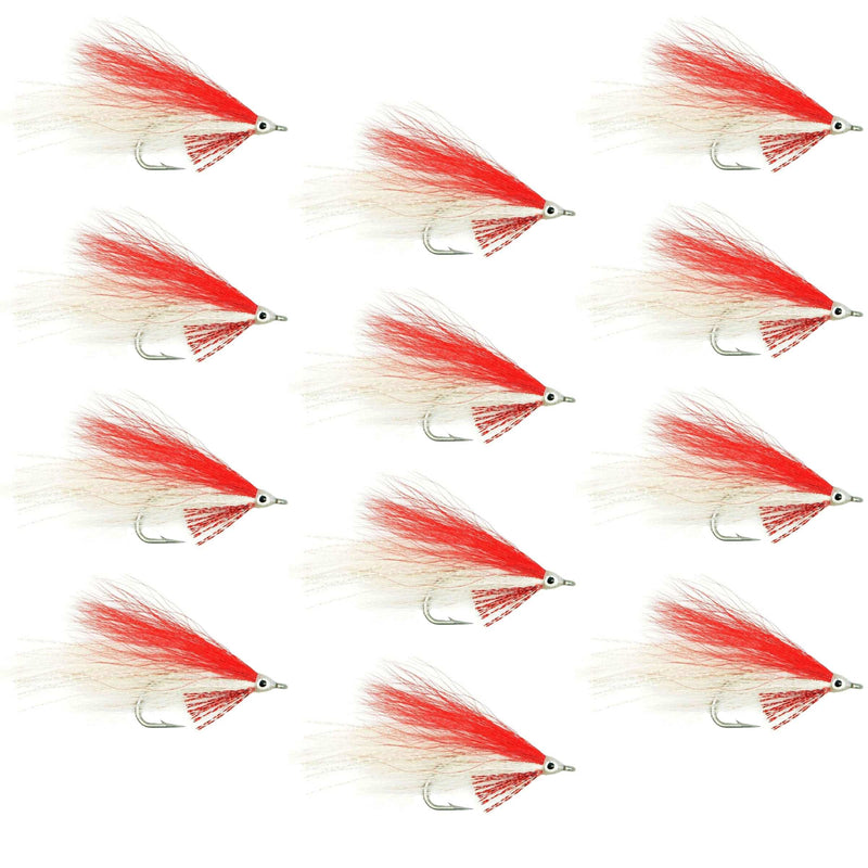 Load image into Gallery viewer, Lefty's Deceiver Saltwater Streamer Fly - Red/White - 1 Dozen Hook Size 1/0
