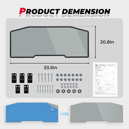 Rear Tinted Windshield for Can-Am Defender HD5/8 /10/MAX