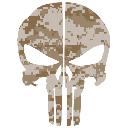 DESERT DIGITAL CAMO PUNISHER SKULL REAR HELMET REFLECTIVE HELMET DECAL
