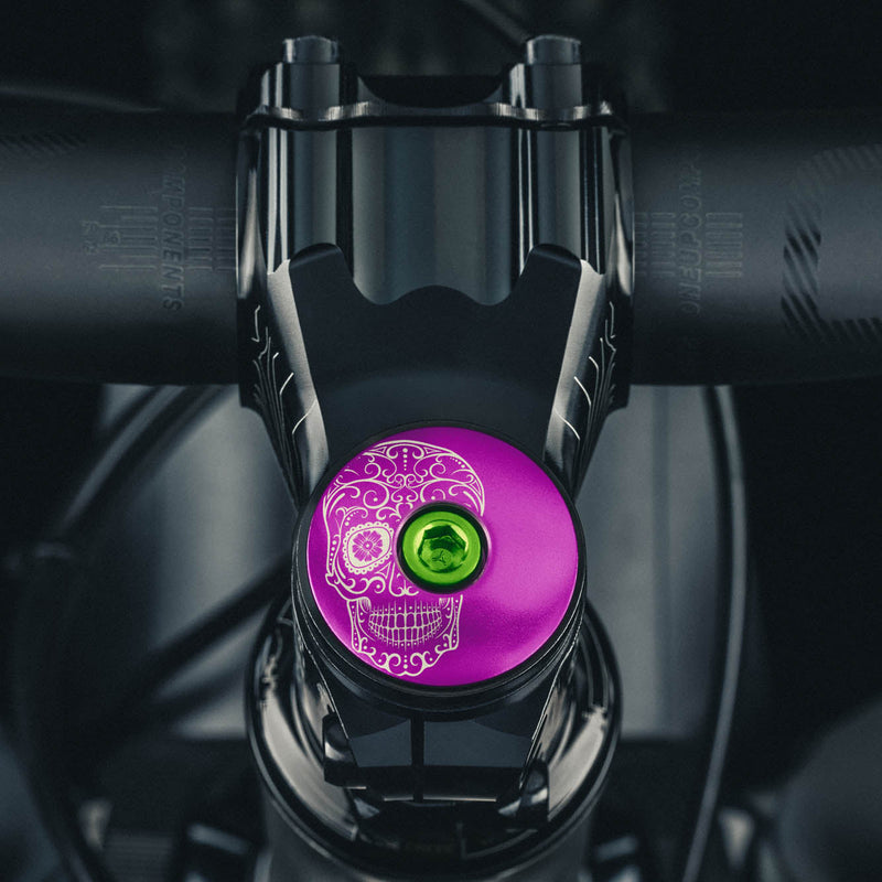 Load image into Gallery viewer, Vía de Muertos Sugar Skull Bicycle Headset Cap
