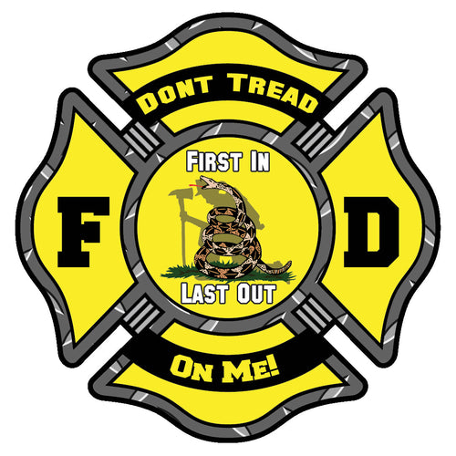 DON'T TREAD ON ME FIREFIGHTER MALTESE CROSS WINDOW DECAL