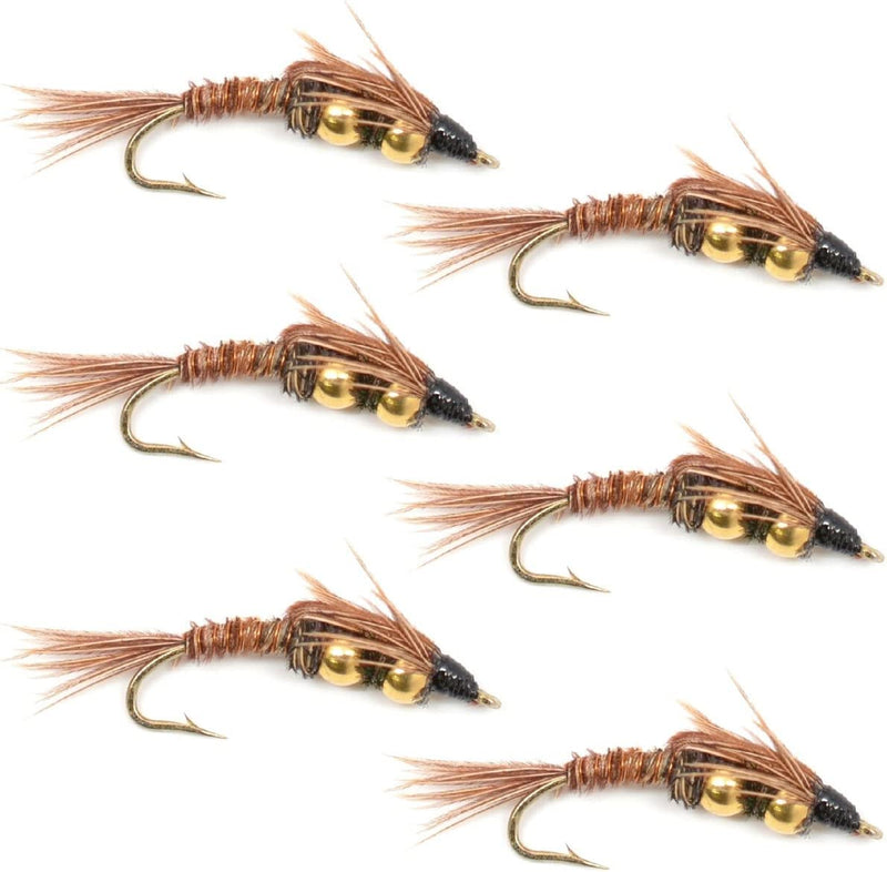 Load image into Gallery viewer, Double Bead Pheasant Tail Nymph Fly Fishing Flies -  6 Flies Hook Size 10

