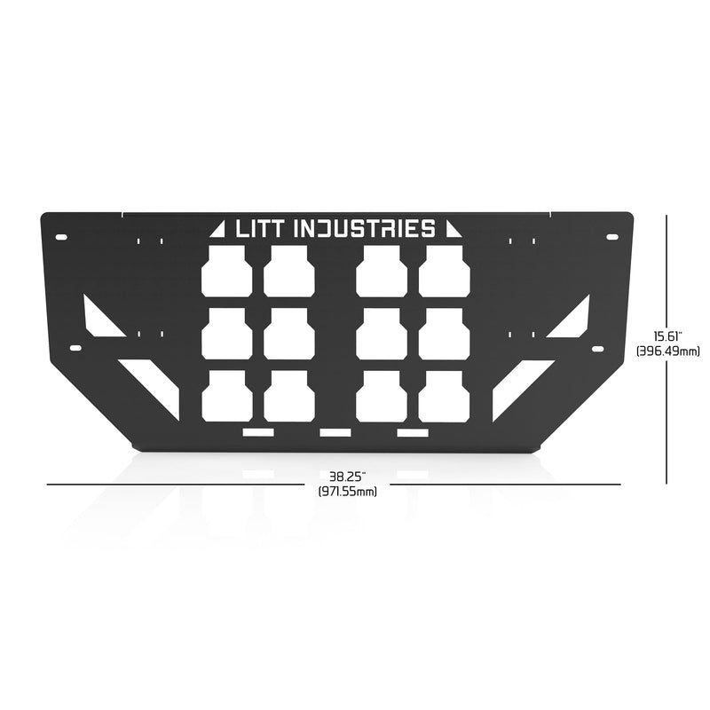 Load image into Gallery viewer, litt industries dual milwaukee packout toolbox and cooler mount dimensions for polaris rzr 900 trail or 1000s with belt holders powder coated black
