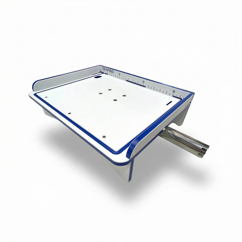 Load image into Gallery viewer, Premium Rod Mount 18" or 33" Raised Fillet Table – 3-in-1 Bait &amp; Fish Station | Fits Rod Holders, Buckets &amp; Flat Surfaces | Marine-Grade HDPE | Ruler, Juice Groove, Knife &amp; Tool Slots
