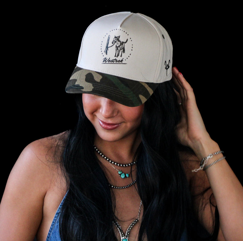Load image into Gallery viewer, Camo “Buster” 5-Panel Hat – Sale Barn Style | Western Hunting Hat | Westrek
