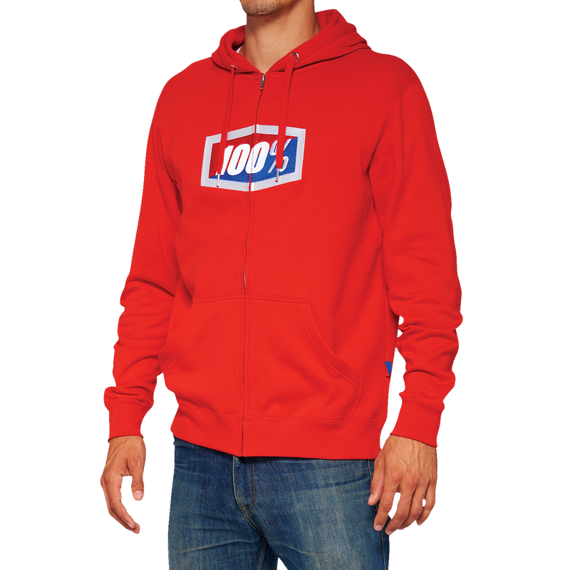 Load image into Gallery viewer, 100% Official Fleece Zip-Up Hoodie - Red - 2XL 20032-00019
