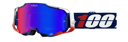 100% Armega Goggles - MX of Nations - HiPER Red/Blue Mirror 50003-00008
