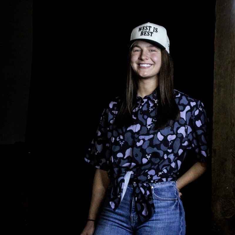 Load image into Gallery viewer, Limited Edition “Old School Black Camo WT” Pearl Snap Shirt | Western Hunting Button-Up | Westrek
