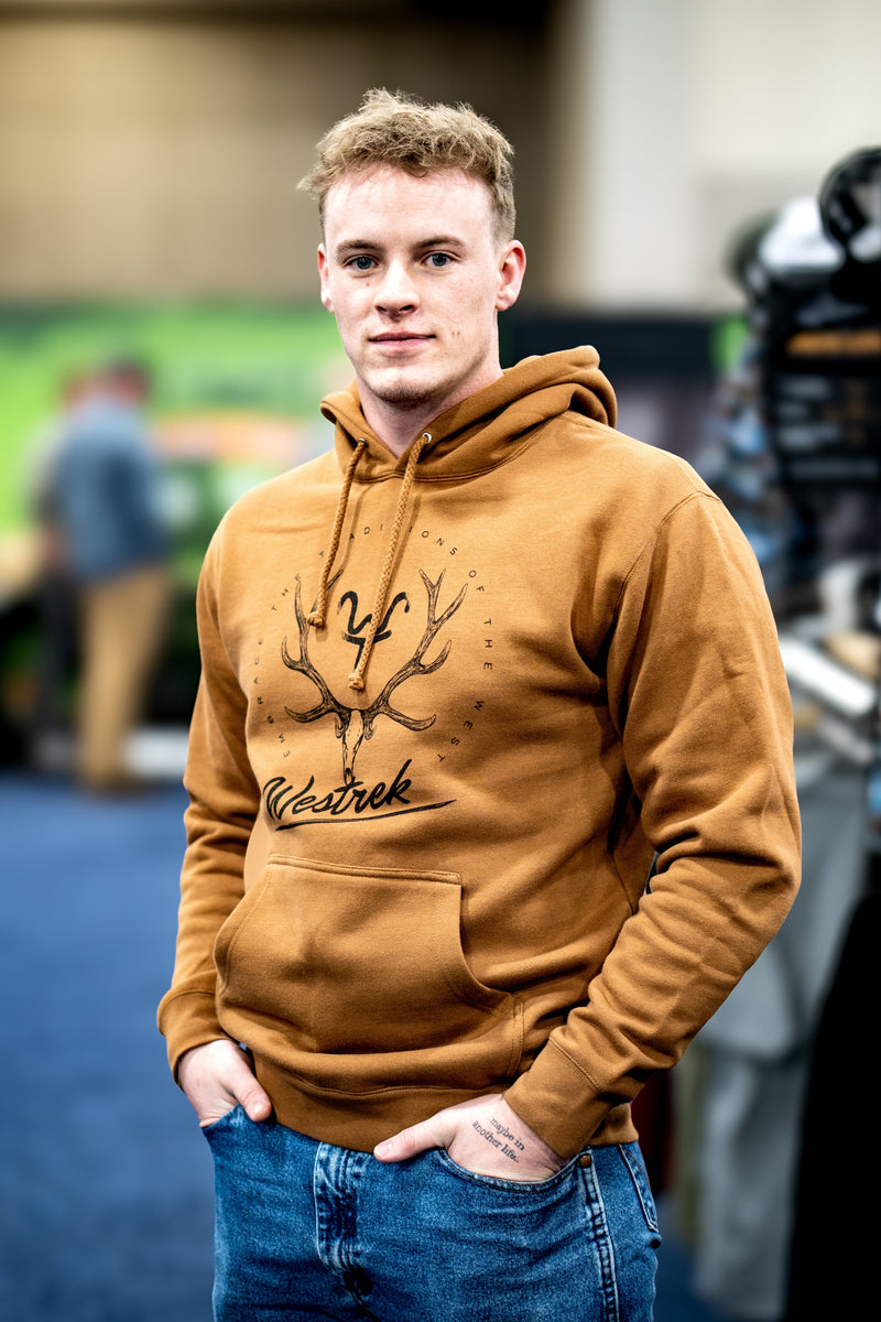 Load image into Gallery viewer, Elk Skull WT Brown hoodie- Embrace Traditions
