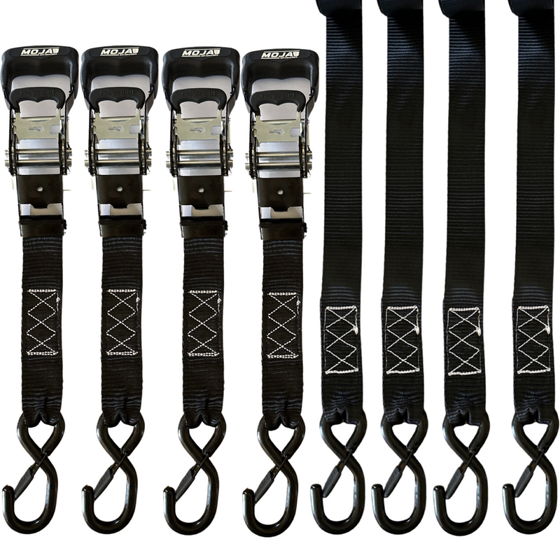 Load image into Gallery viewer, 1.6" x 15' Ratchet Tie-Down Set  (Pack of 4) , Closed Hook (Lifetime Warranty)
