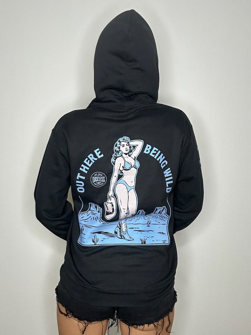 Load image into Gallery viewer, Out Here Being Wild Hoodie Dew Blue
