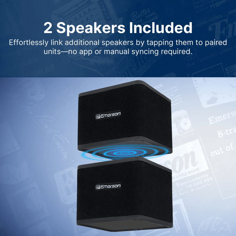 Load image into Gallery viewer, Emerson 1-Pair Instant Connect Sound Blox Wireless Magnetic Stackable Speakers
