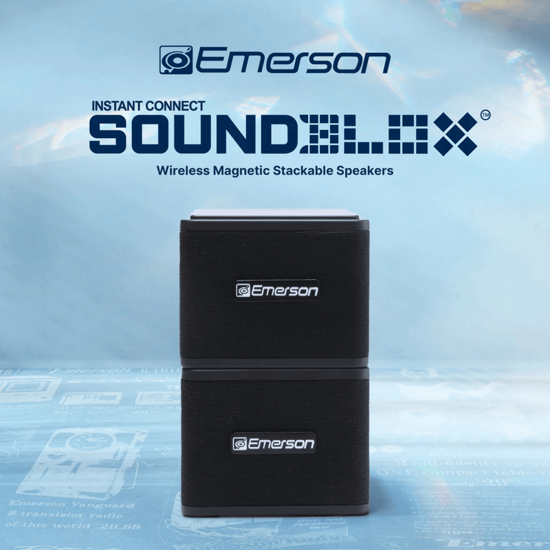 Load image into Gallery viewer, Emerson 1-Pair Instant Connect Sound Blox Wireless Magnetic Stackable Speakers
