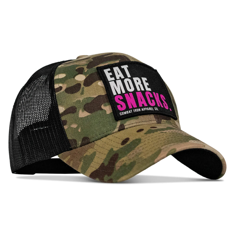 Load image into Gallery viewer, Eat More Snacks Patch Snapback Hat

