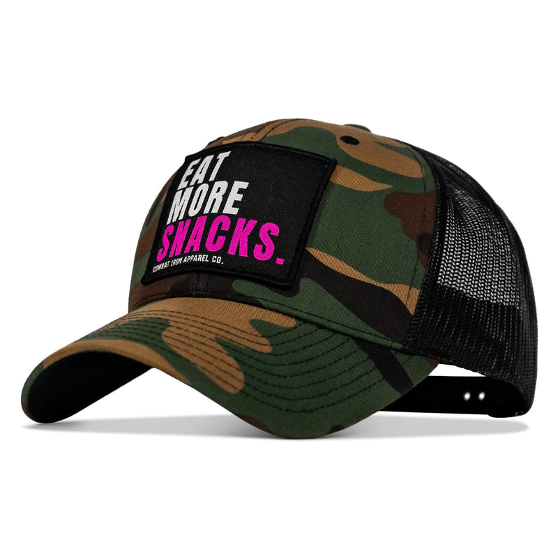 Load image into Gallery viewer, Eat More Snacks Patch Snapback Hat
