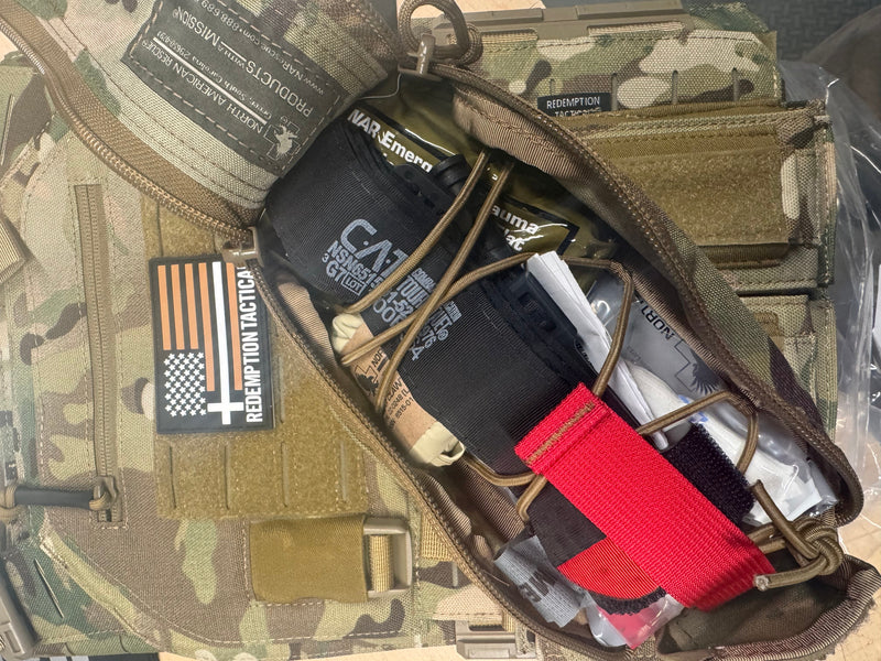 Load image into Gallery viewer, Redemption Tactical Crusader 2.0® l St. Michael FULL ARMOR KIT COMBO PACKAGE with Crusader 2.0 +IFAK Medical Kit + LEVEL IV  (2) 10x12 Front/Back Plates (2) 6x6 Side Plates (Level IV Ceramic)
