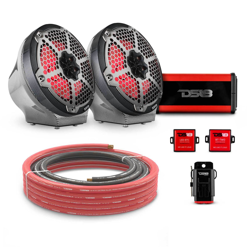 Load image into Gallery viewer, 8&quot; Loaded Flat Mount Speaker Pods with Amplifier, Installation Kit and RGB LED Lights, Package for Can-Am Spyder &amp; Ryker
