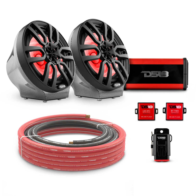 Load image into Gallery viewer, 8&quot; Loaded Flat Mount Speaker Pods with Amplifier, Installation Kit and RGB LED Lights, Package for Can-Am Spyder &amp; Ryker
