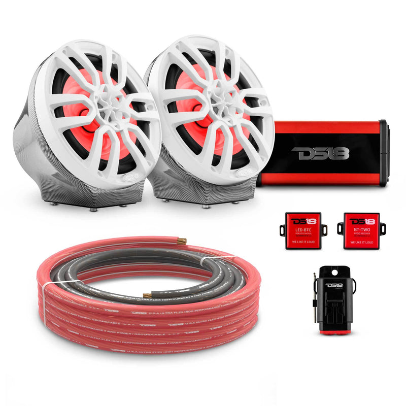 Load image into Gallery viewer, 8&quot; Loaded Flat Mount Speaker Pods with Amplifier, Installation Kit and RGB LED Lights, Package for Can-Am Spyder &amp; Ryker
