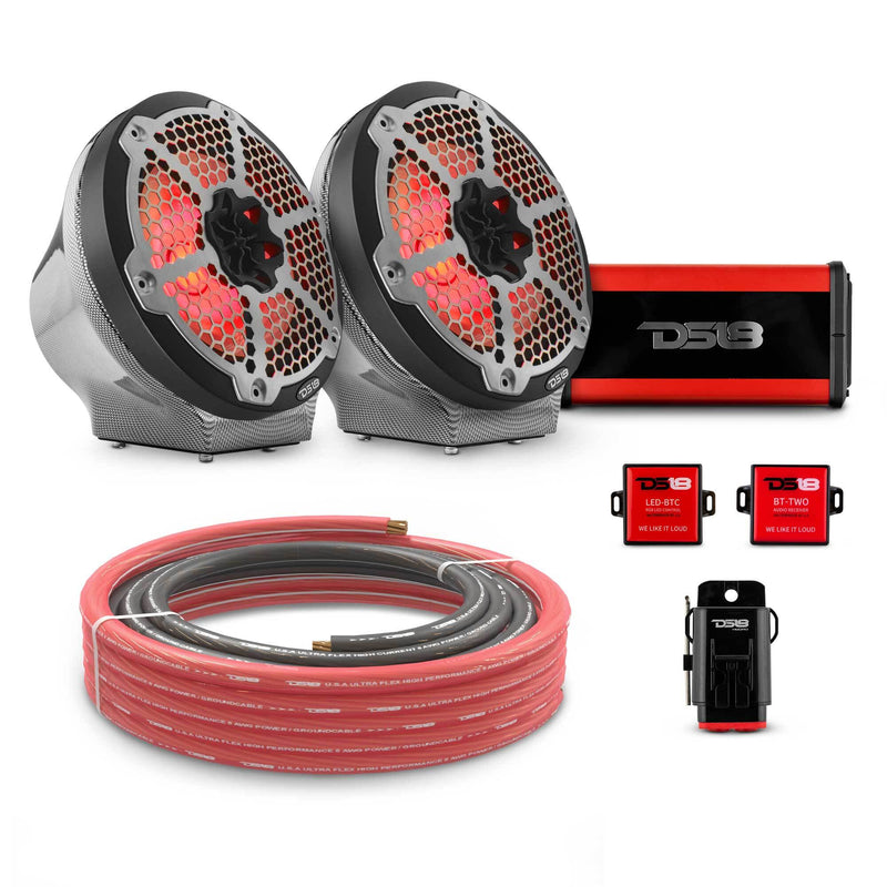 Load image into Gallery viewer, 8&quot; Loaded Flat Mount Speaker Pods with Amplifier, Installation Kit and RGB LED Lights, Package for Can-Am Spyder &amp; Ryker
