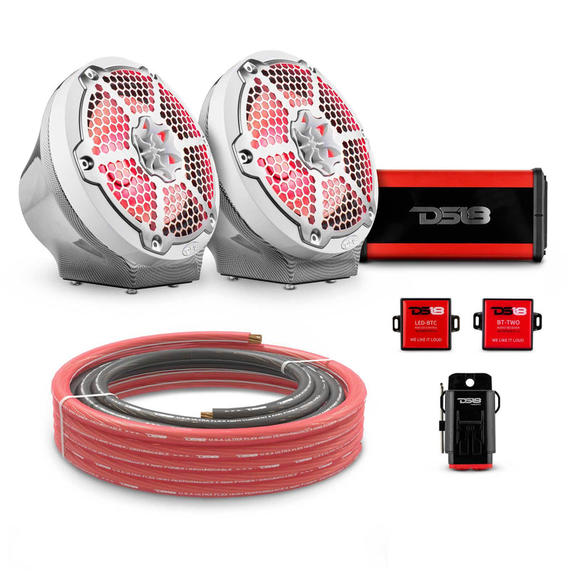 Load image into Gallery viewer, 8&quot; Loaded Flat Mount Speaker Pods with Amplifier, Installation Kit and RGB LED Lights, Package for Can-Am Spyder &amp; Ryker
