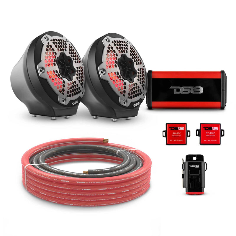 Load image into Gallery viewer, 6.5&quot; Loaded Flat Mount Speaker Pods with Amplifier, Installation Kit and RGB LED Lights, Package for Can-Am Spyder &amp; Ryker
