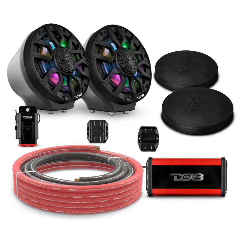 Load image into Gallery viewer, 6.5&quot; Loaded Flat Mount Speaker Pods with Amplifier, Installation Kit and Digital LED Lights, Package for Can-Am Spyder &amp; Ryker
