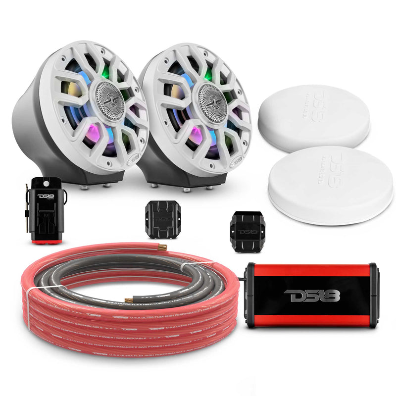 Load image into Gallery viewer, 6.5&quot; Loaded Flat Mount Speaker Pods with Amplifier, Installation Kit and Digital LED Lights, Package for Can-Am Spyder &amp; Ryker
