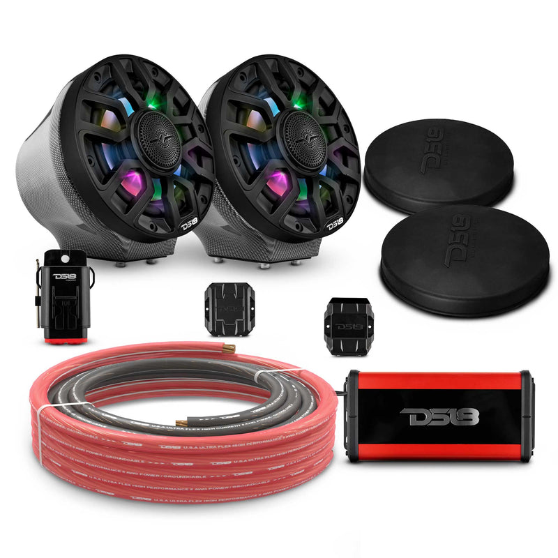 Load image into Gallery viewer, 6.5&quot; Loaded Flat Mount Speaker Pods with Amplifier, Installation Kit and Digital LED Lights, Package for Can-Am Spyder &amp; Ryker
