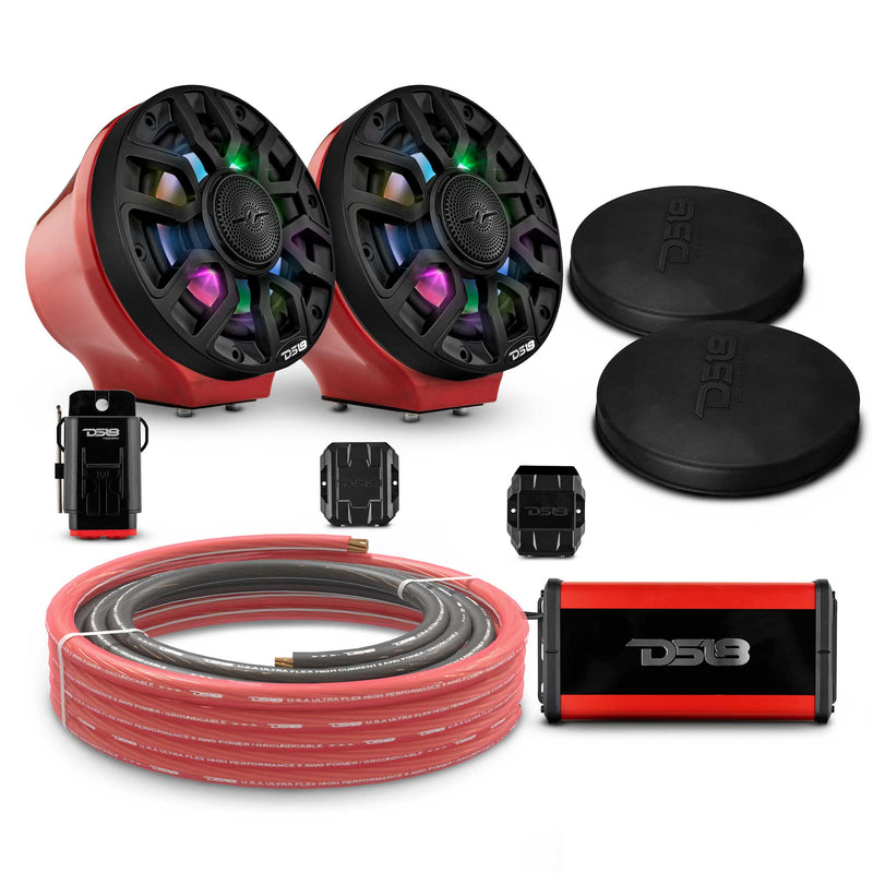 Load image into Gallery viewer, 6.5&quot; Loaded Flat Mount Speaker Pods with Amplifier, Installation Kit and Digital LED Lights, Package for Can-Am Spyder &amp; Ryker
