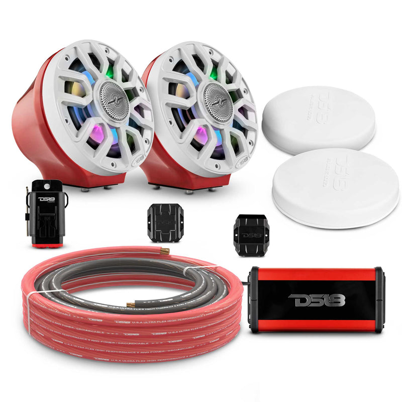 Load image into Gallery viewer, 6.5&quot; Loaded Flat Mount Speaker Pods with Amplifier, Installation Kit and Digital LED Lights, Package for Can-Am Spyder &amp; Ryker
