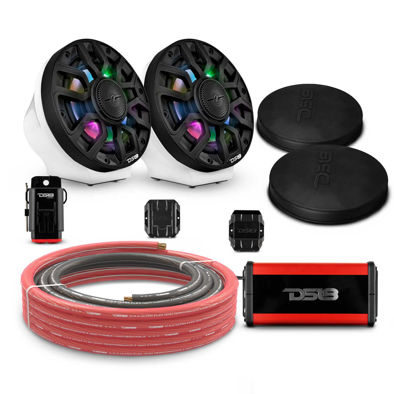 Load image into Gallery viewer, 6.5&quot; Loaded Flat Mount Speaker Pods with Amplifier, Installation Kit and Digital LED Lights, Package for Can-Am Spyder &amp; Ryker
